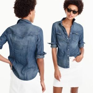 NWT J Crew Western Chambray Shirt, Vintage Indigo